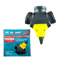 Колодка каучуковая на 3 розетки с защитными крышками, 16A/250V, IP 44, треугольная, "MAXIMUM"MX15166